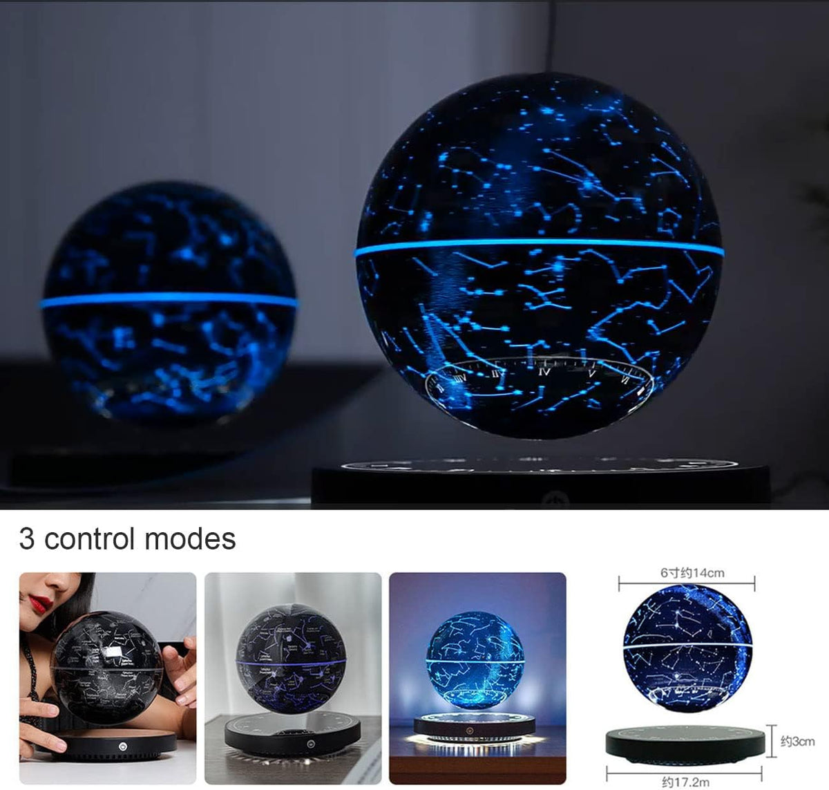 Magnetic Levitation Star Map Globe Night Light, 360° Rotating