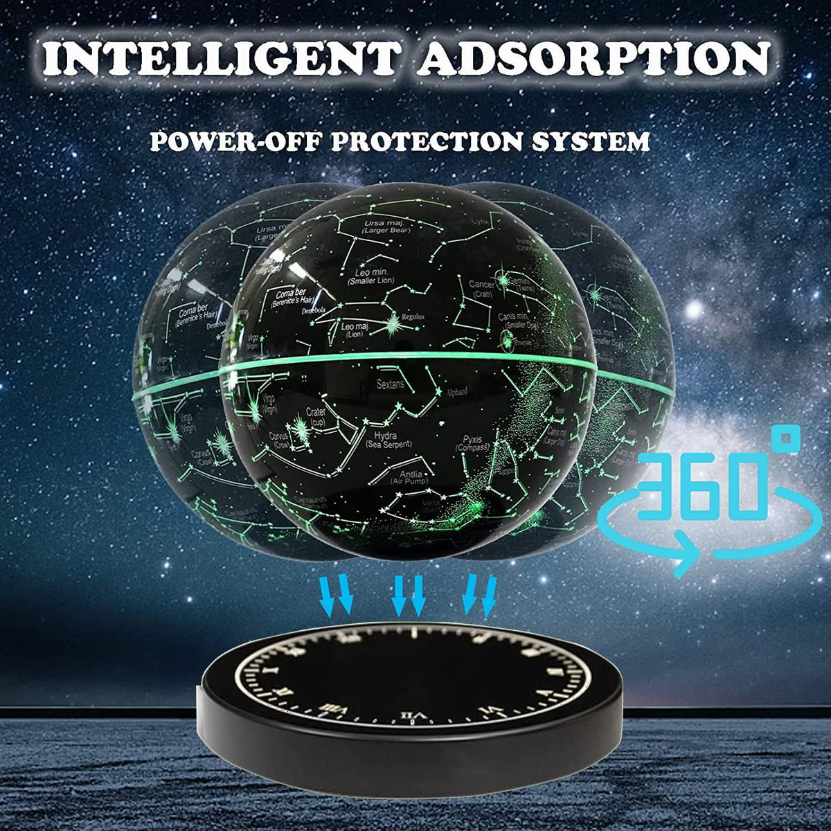 Magnetic Levitation Star Map Globe Night Light, 360° Rotating