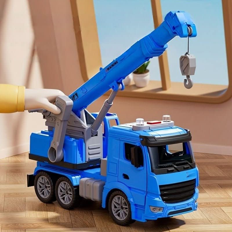 BrightBuild odolná hračka jeřábového nákladního vozu — pohyblivé rameno, vestavěné světlo a zvuk