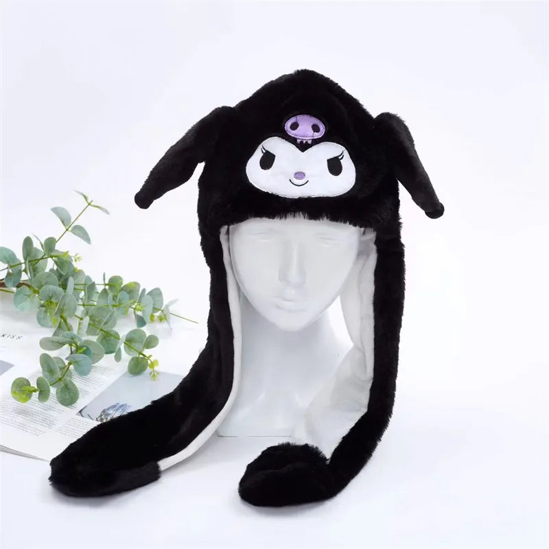 Interactive Plush Hat with Pop-Up Ears and Squeeze Paws