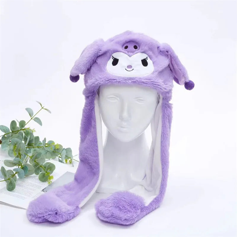 Interactive Plush Hat with Pop-Up Ears and Squeeze Paws