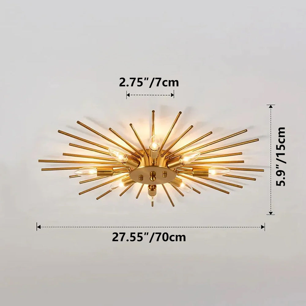 28 tuuman monipolttimoinen metallinen kattovalaisin — avoin kehys