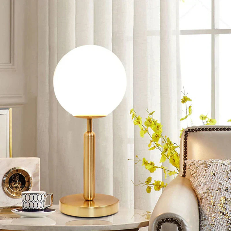 LED Table Lamp Glass Globe Brass Finish, Elegant Design | Euroselle