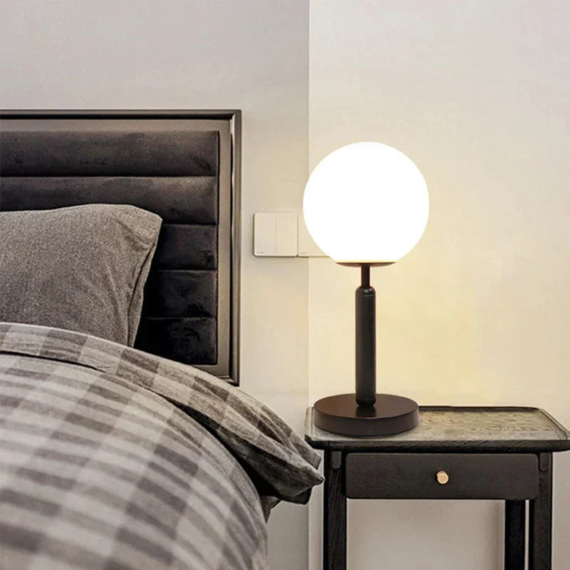 LED Table Lamp Glass Globe Brass Finish, Elegant Design | Euroselle