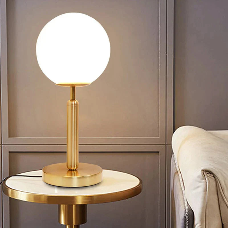 LED Table Lamp Glass Globe Brass Finish, Elegant Design | Euroselle