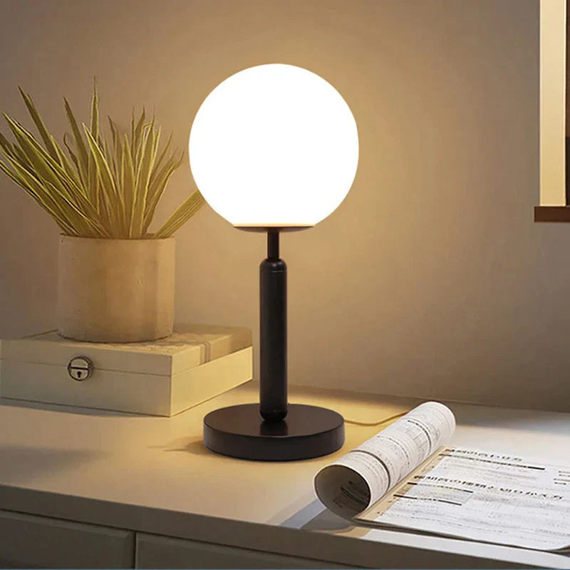 LED Table Lamp Glass Globe Brass Finish, Elegant Design | Euroselle