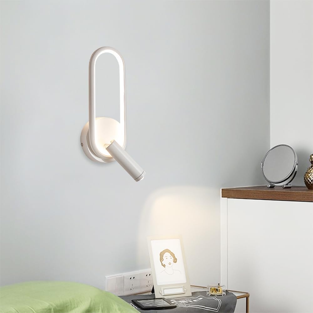 Wall Lamp LED Aluminum Iron Adjustable Reading Light Black White | Euroselle