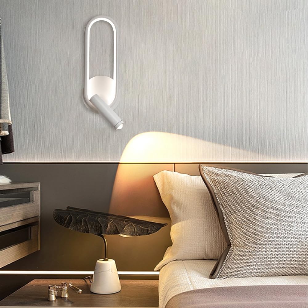 Wall Lamp LED Aluminum Iron Adjustable Reading Light Black White | Euroselle