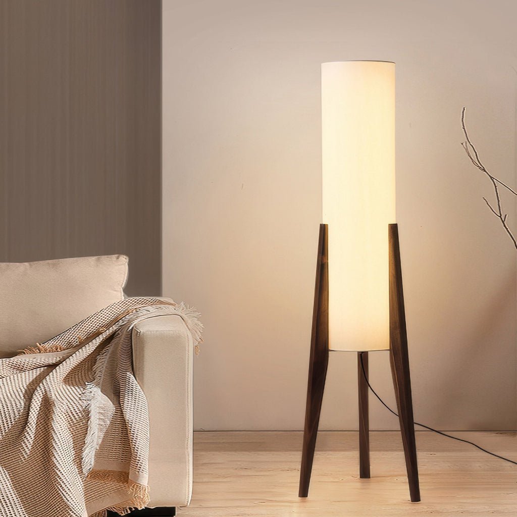 Scandinavian Walnut Floor Lamp with Dimmable LED - Euroselle