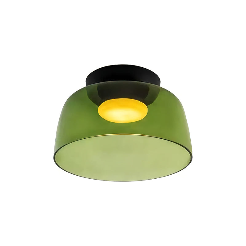 מנורת תקרה LED מזכוכית רב-שכבתית, 13–16 אינץ', ירוקה, לחדר השינה, לסלון ולמסדרון, גוף תאורה צמוד תקרה בסגנון עכשווי, 10W, עם עמעום