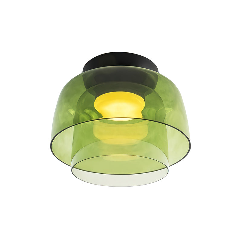 מנורת תקרה LED מזכוכית רב-שכבתית, 13–16 אינץ', ירוקה, לחדר השינה, לסלון ולמסדרון, גוף תאורה צמוד תקרה בסגנון עכשווי, 10W, עם עמעום