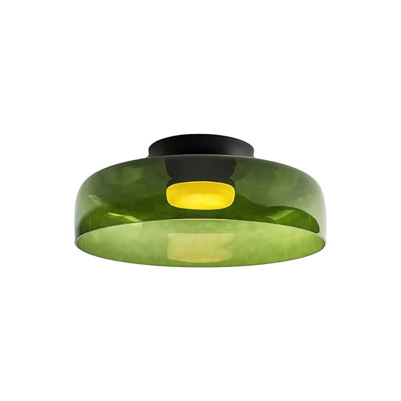 מנורת תקרה LED מזכוכית רב-שכבתית, 13–16 אינץ', ירוקה, לחדר השינה, לסלון ולמסדרון, גוף תאורה צמוד תקרה בסגנון עכשווי, 10W, עם עמעום