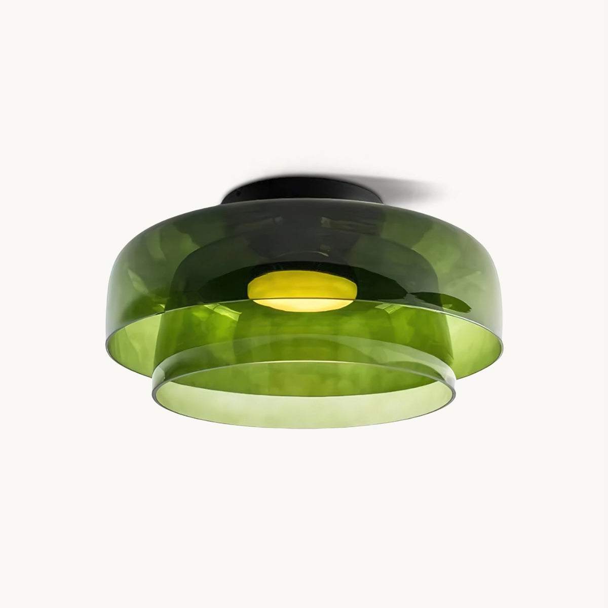 מנורת תקרה LED מזכוכית רב-שכבתית, 13–16 אינץ', ירוקה, לחדר השינה, לסלון ולמסדרון, גוף תאורה צמוד תקרה בסגנון עכשווי, 10W, עם עמעום