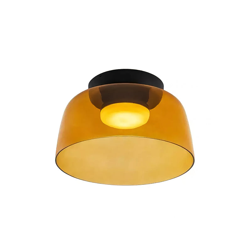 מנורת תקרה LED מזכוכית רב-שכבתית, 13–16 אינץ', ירוקה, לחדר השינה, לסלון ולמסדרון, גוף תאורה צמוד תקרה בסגנון עכשווי, 10W, עם עמעום