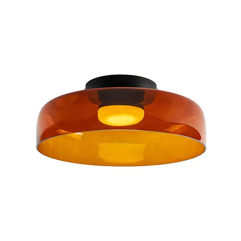 מנורת תקרה LED מזכוכית רב-שכבתית, 13–16 אינץ', ירוקה, לחדר השינה, לסלון ולמסדרון, גוף תאורה צמוד תקרה בסגנון עכשווי, 10W, עם עמעום