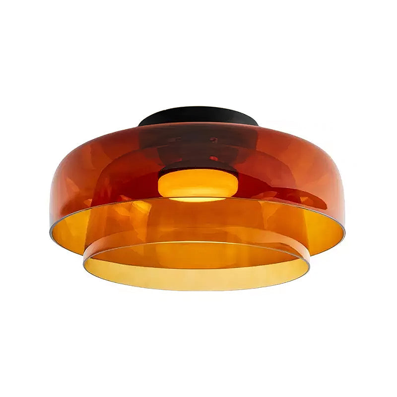 מנורת תקרה LED מזכוכית רב-שכבתית, 13–16 אינץ', ירוקה, לחדר השינה, לסלון ולמסדרון, גוף תאורה צמוד תקרה בסגנון עכשווי, 10W, עם עמעום