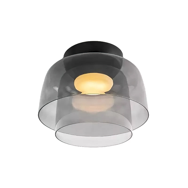 מנורת תקרה LED מזכוכית רב-שכבתית, 13–16 אינץ', ירוקה, לחדר השינה, לסלון ולמסדרון, גוף תאורה צמוד תקרה בסגנון עכשווי, 10W, עם עמעום