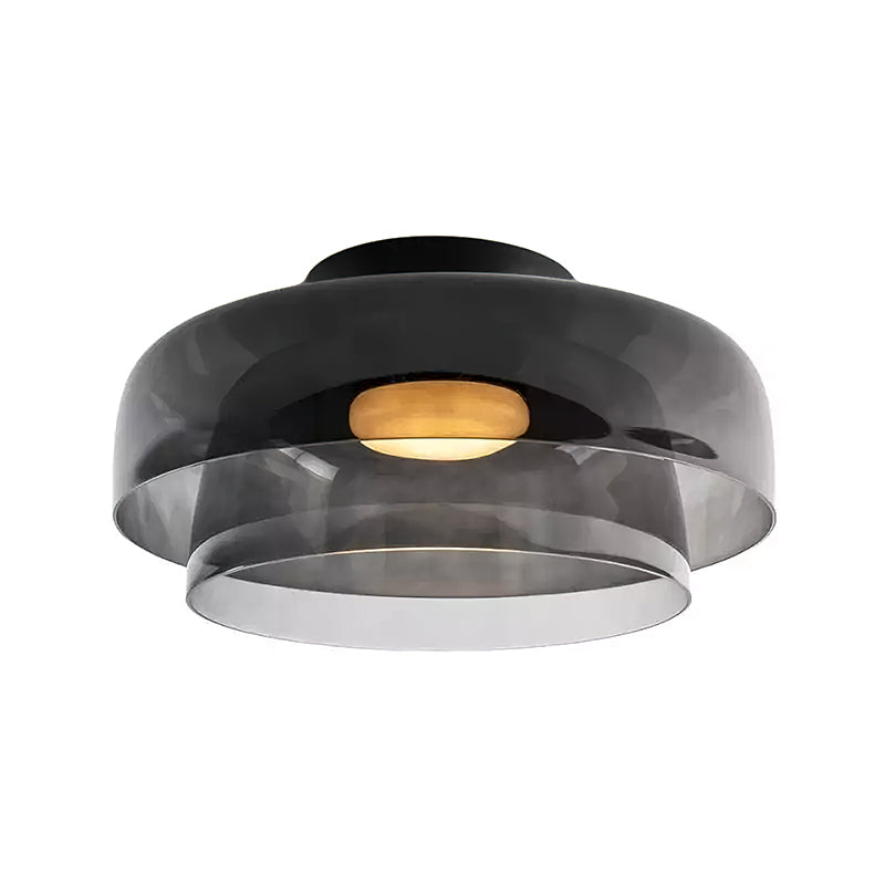 מנורת תקרה LED מזכוכית רב-שכבתית, 13–16 אינץ', ירוקה, לחדר השינה, לסלון ולמסדרון, גוף תאורה צמוד תקרה בסגנון עכשווי, 10W, עם עמעום