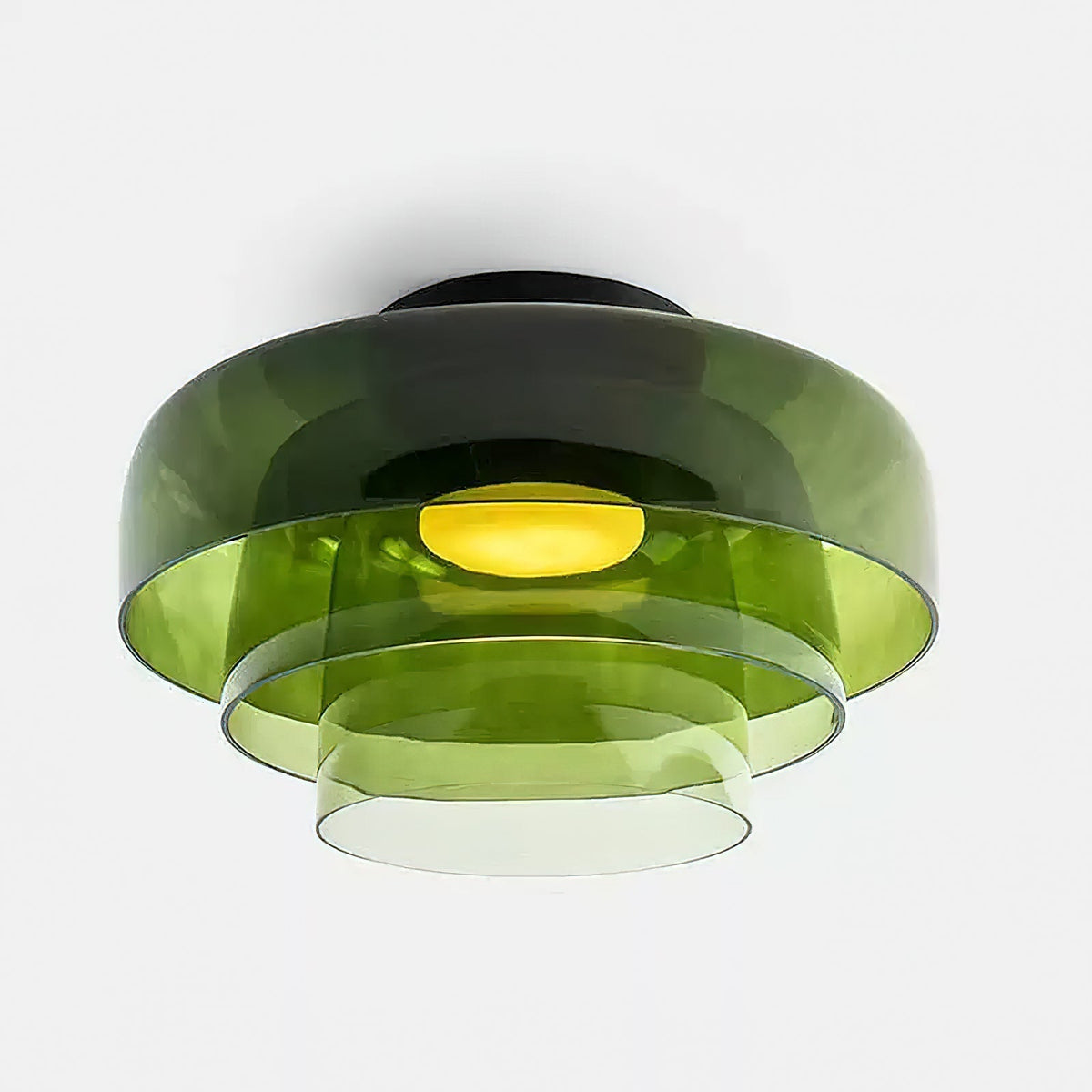 מנורת תקרה LED מזכוכית רב-שכבתית, 13–16 אינץ', ירוקה, לחדר השינה, לסלון ולמסדרון, גוף תאורה צמוד תקרה בסגנון עכשווי, 10W, עם עמעום