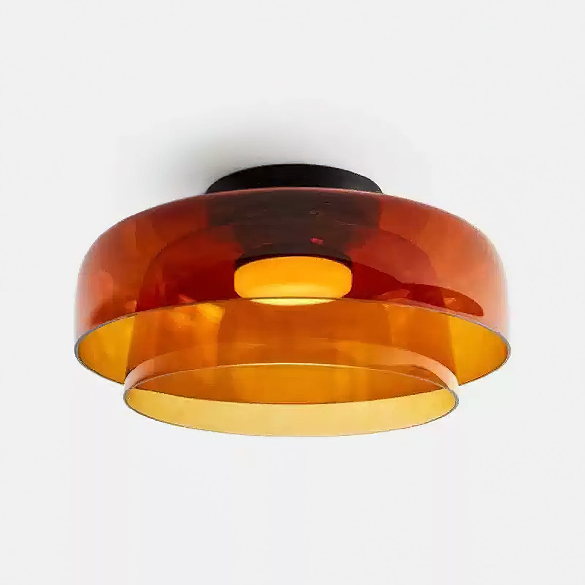 מנורת תקרה LED מזכוכית רב-שכבתית, 13–16 אינץ', ירוקה, לחדר השינה, לסלון ולמסדרון, גוף תאורה צמוד תקרה בסגנון עכשווי, 10W, עם עמעום