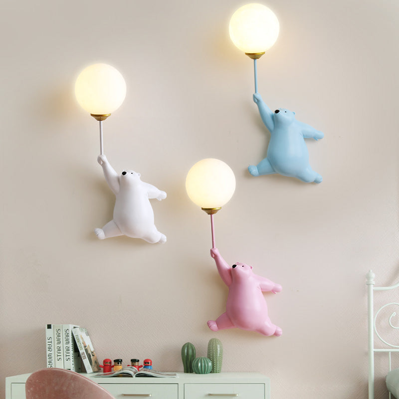 Aurena Bear LED-Wandleuchte Weiß für Kinderzimmer
