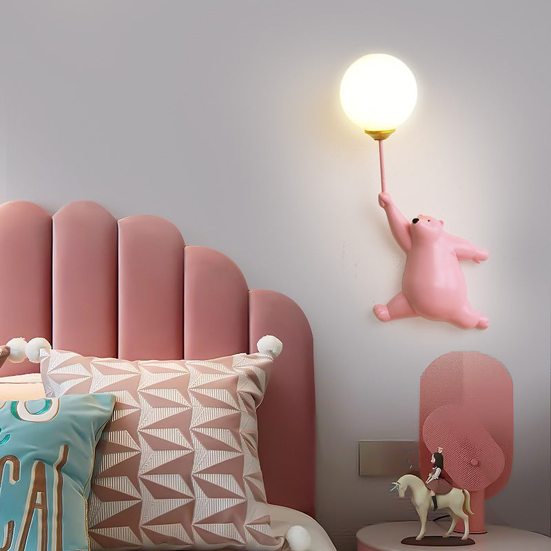 Aurena Bear LED-Wandleuchte Weiß für Kinderzimmer
