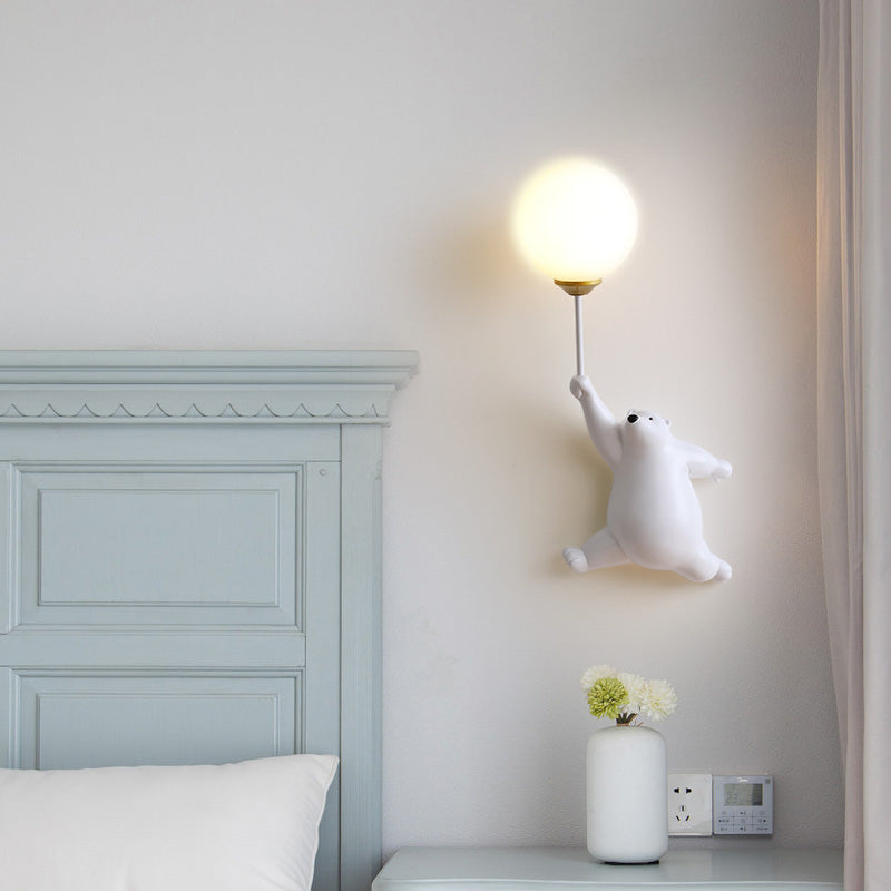 Aurena Bear LED-Wandleuchte Weiß für Kinderzimmer