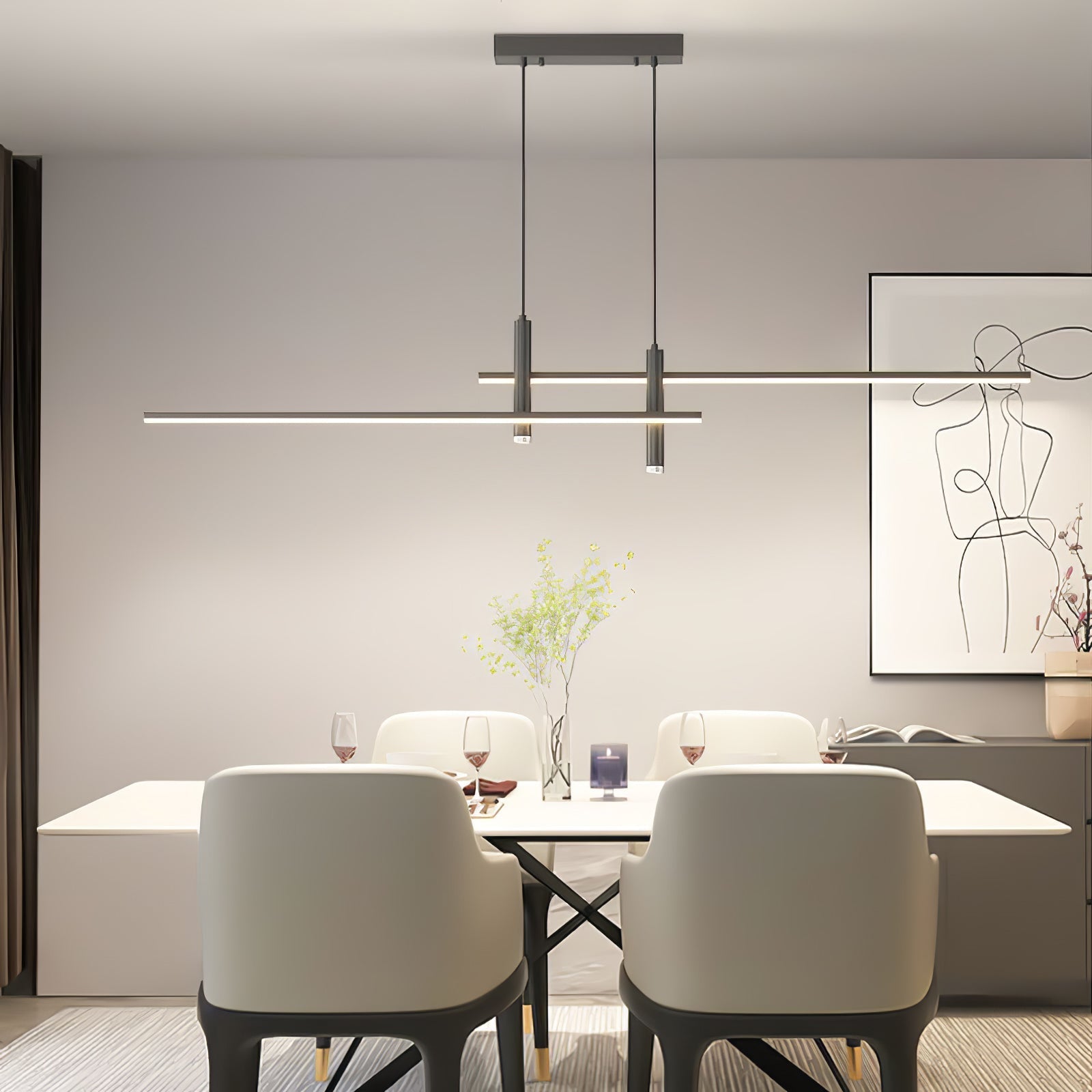Korren Modern Linear Pendant Light for Dining Room