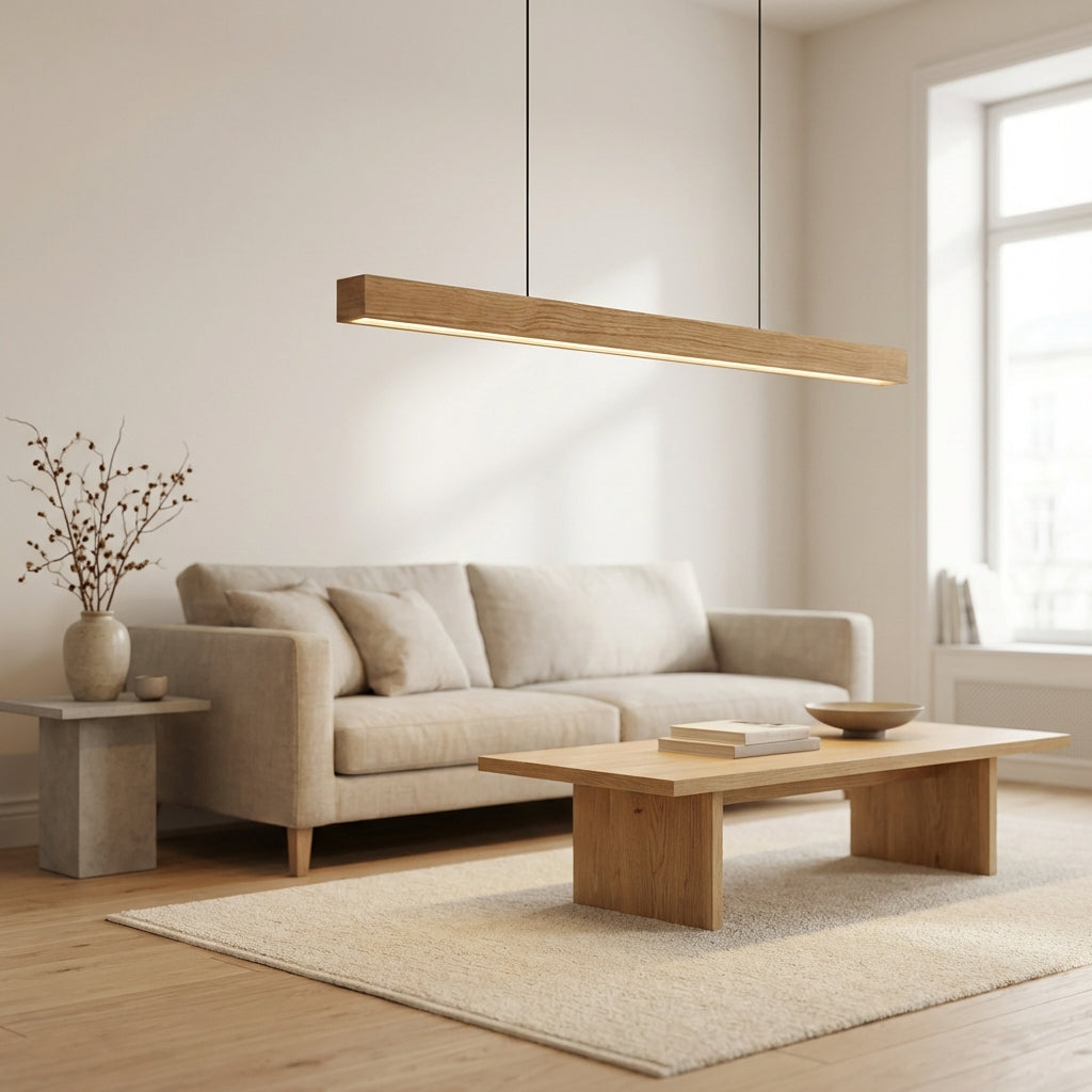 Arcwood Solid Wood Linear Pendant Lighting for Kitchen Islands and Dining Tables