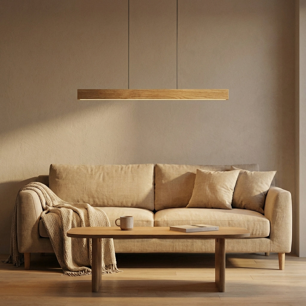 Arcwood Solid Wood Linear Pendant Lighting for Kitchen Islands and Dining Tables