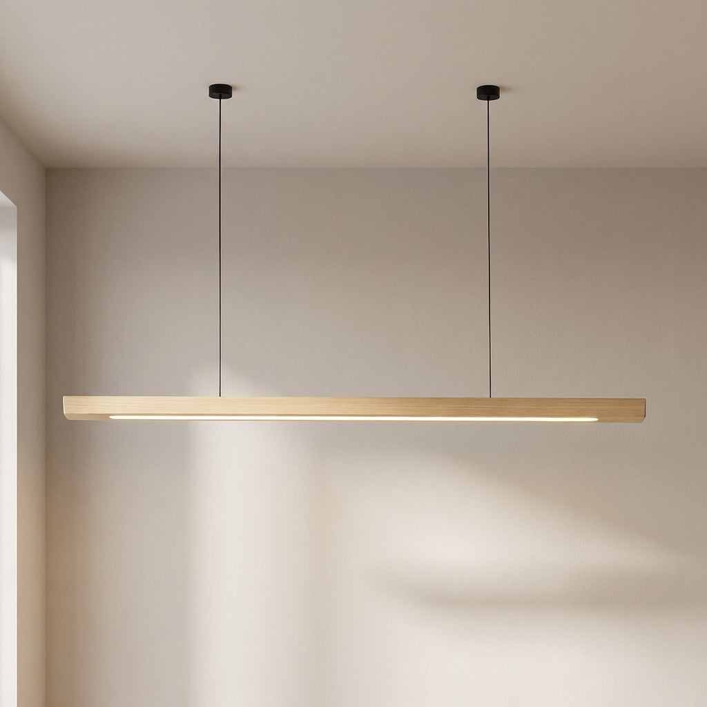 Arcwood Solid Wood Linear Pendant Lighting for Kitchen Islands and Dining Tables