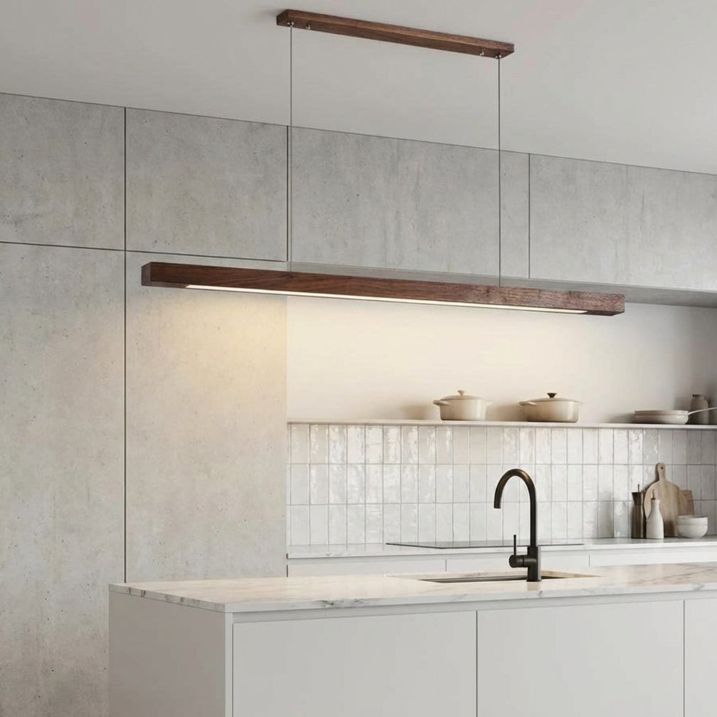 Arcwood Solid Wood Linear Pendant Lighting for Kitchen Islands and Dining Tables