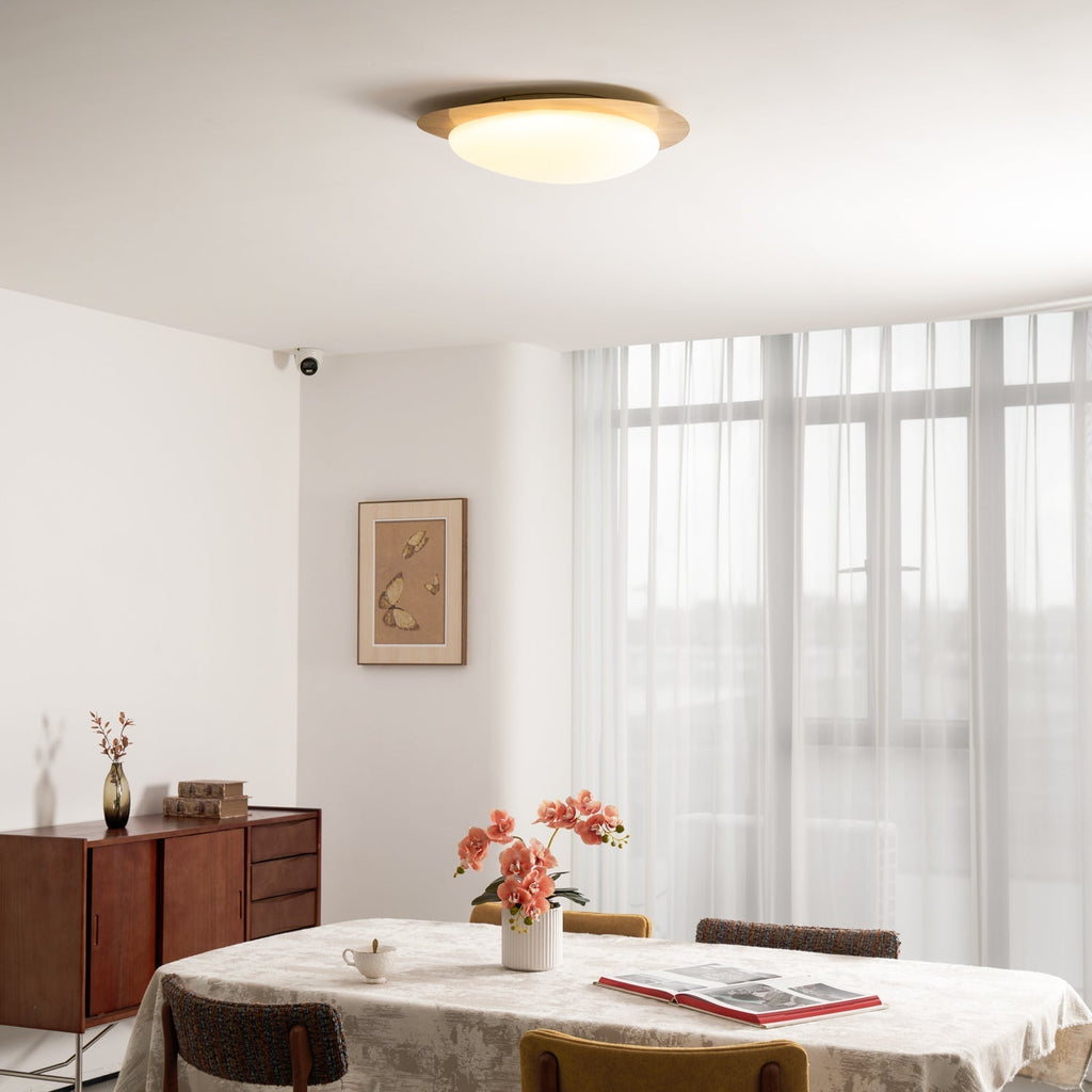 Plafoniera LED Riverstone — profilo ribassato da 8 cm, finitura effetto venatura del noce