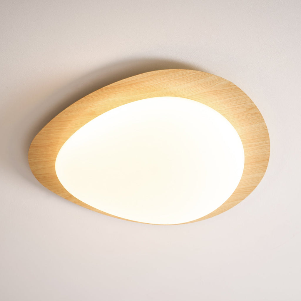 Plafoniera LED Riverstone — profilo ribassato da 8 cm, finitura effetto venatura del noce