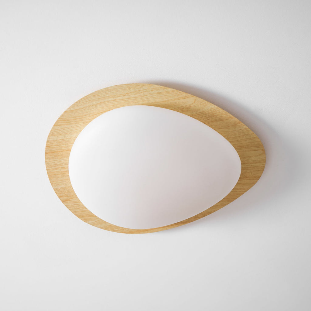 Plafoniera LED Riverstone — profilo ribassato da 8 cm, finitura effetto venatura del noce