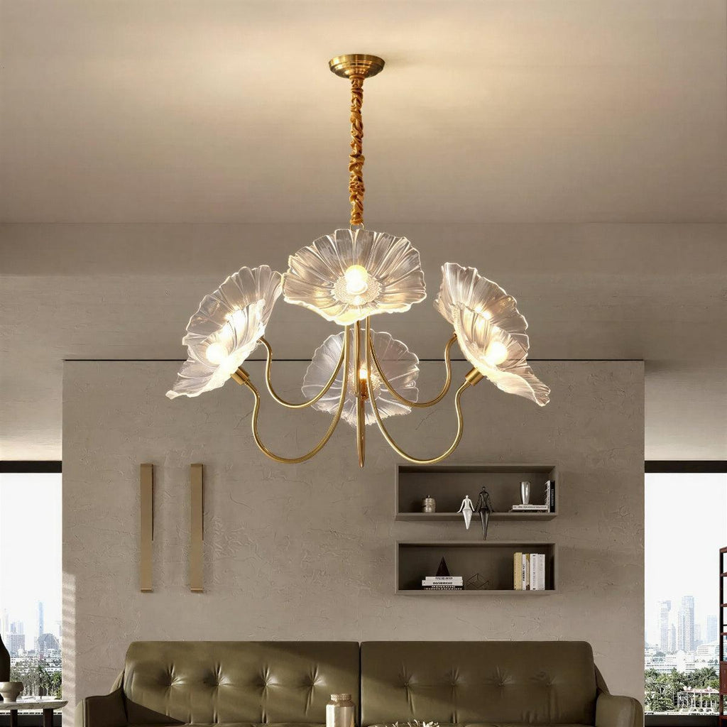 Deckenleuchte mit Lotusblatt-Glas – Moderne strukturierte Glasschirme