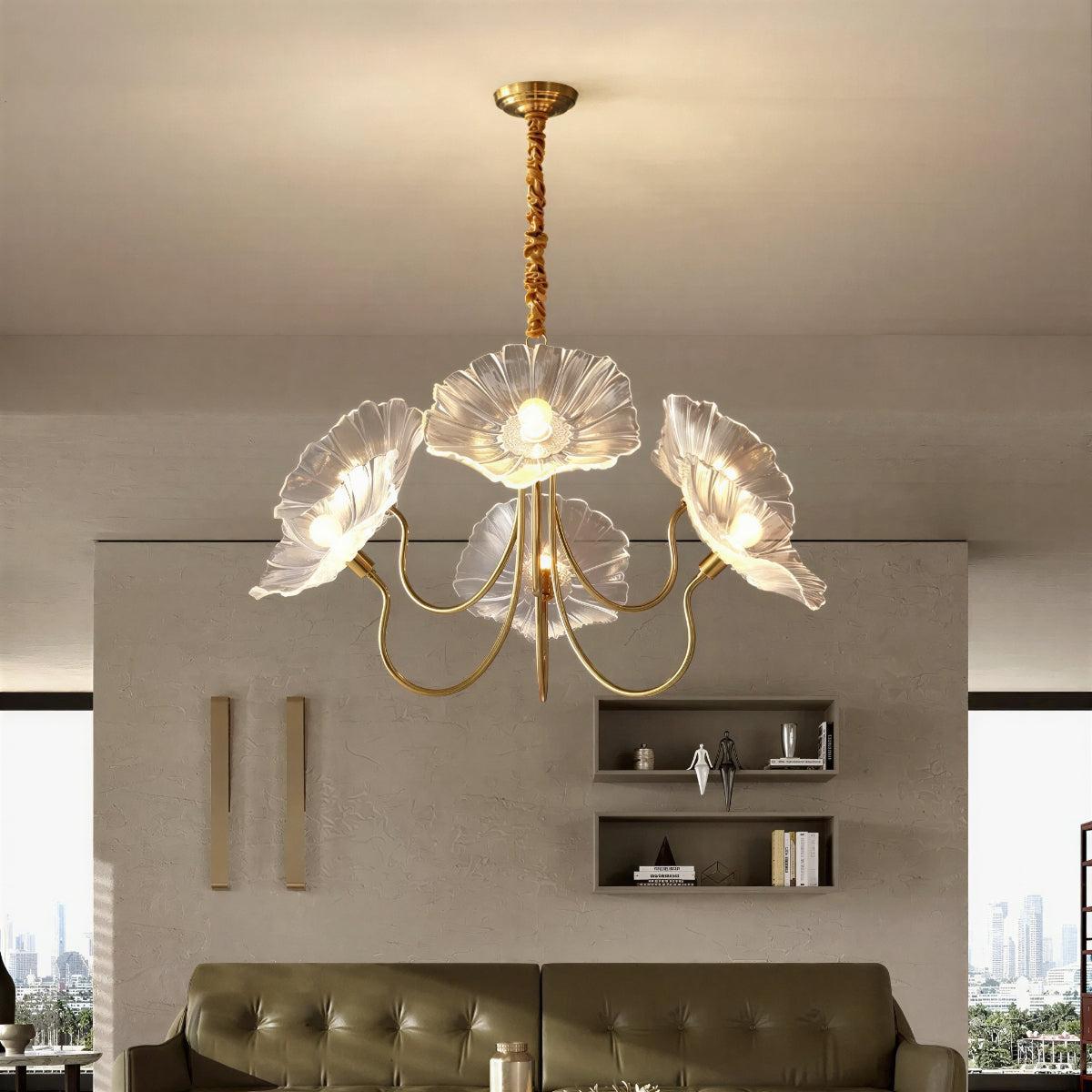 Deckenleuchte mit Lotusblatt-Glas – Moderne strukturierte Glasschirme