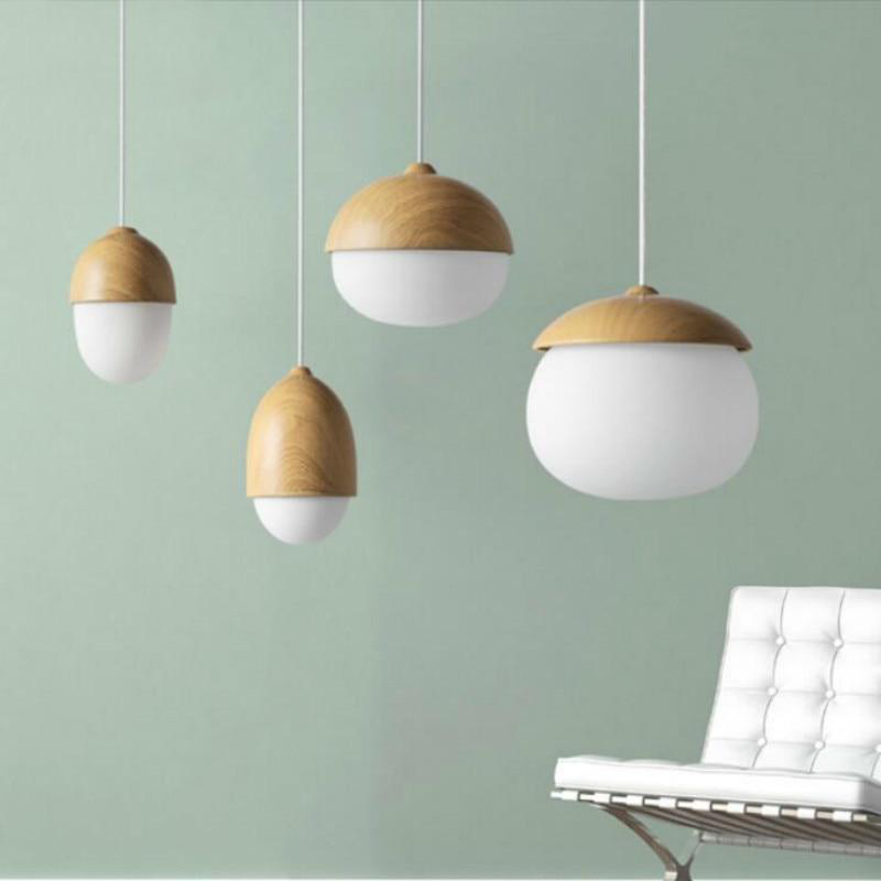 Aurelle Wooden Moon Glass Pendant Light For Living Room