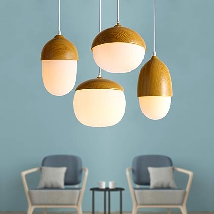 Aurelle Wooden Moon Glass Pendant Light For Living Room