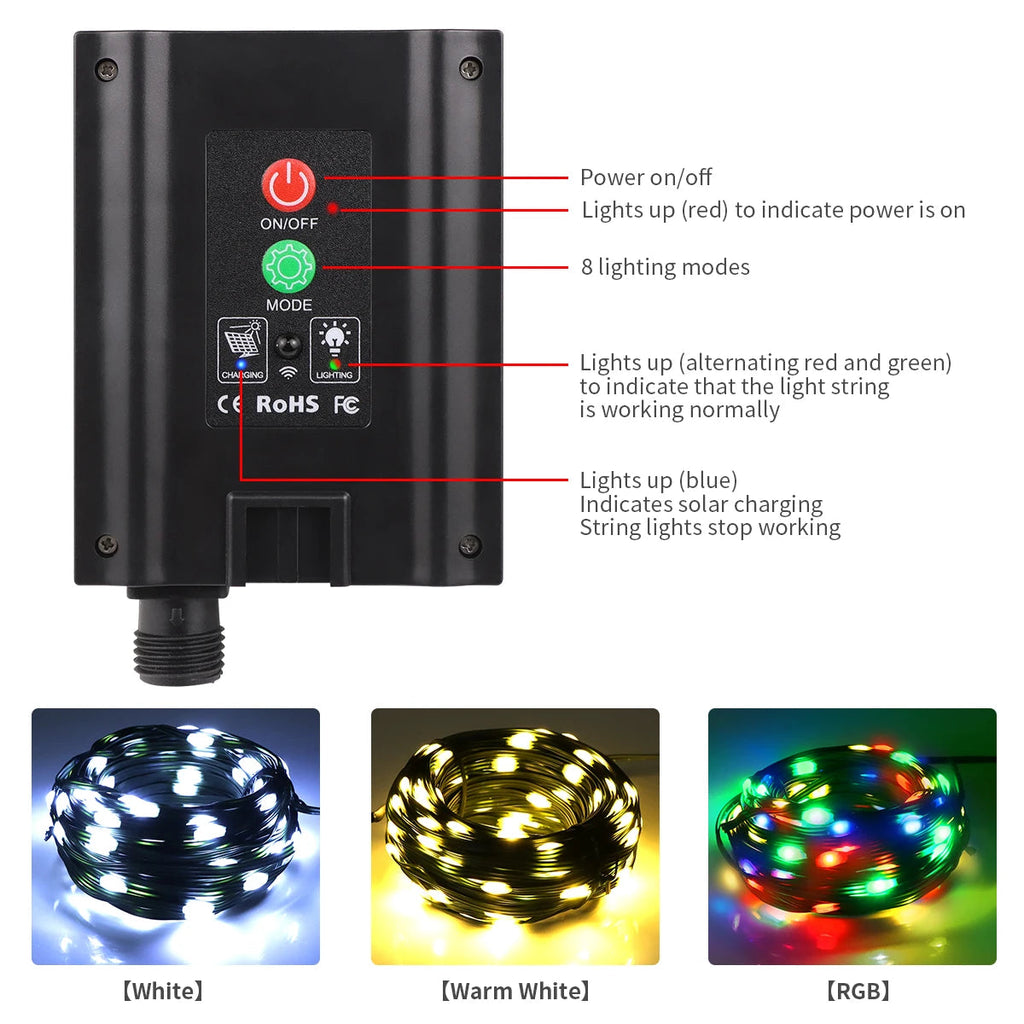 100M Solar Fairy Lights with Remote Control & 8 Modes - Euroselle