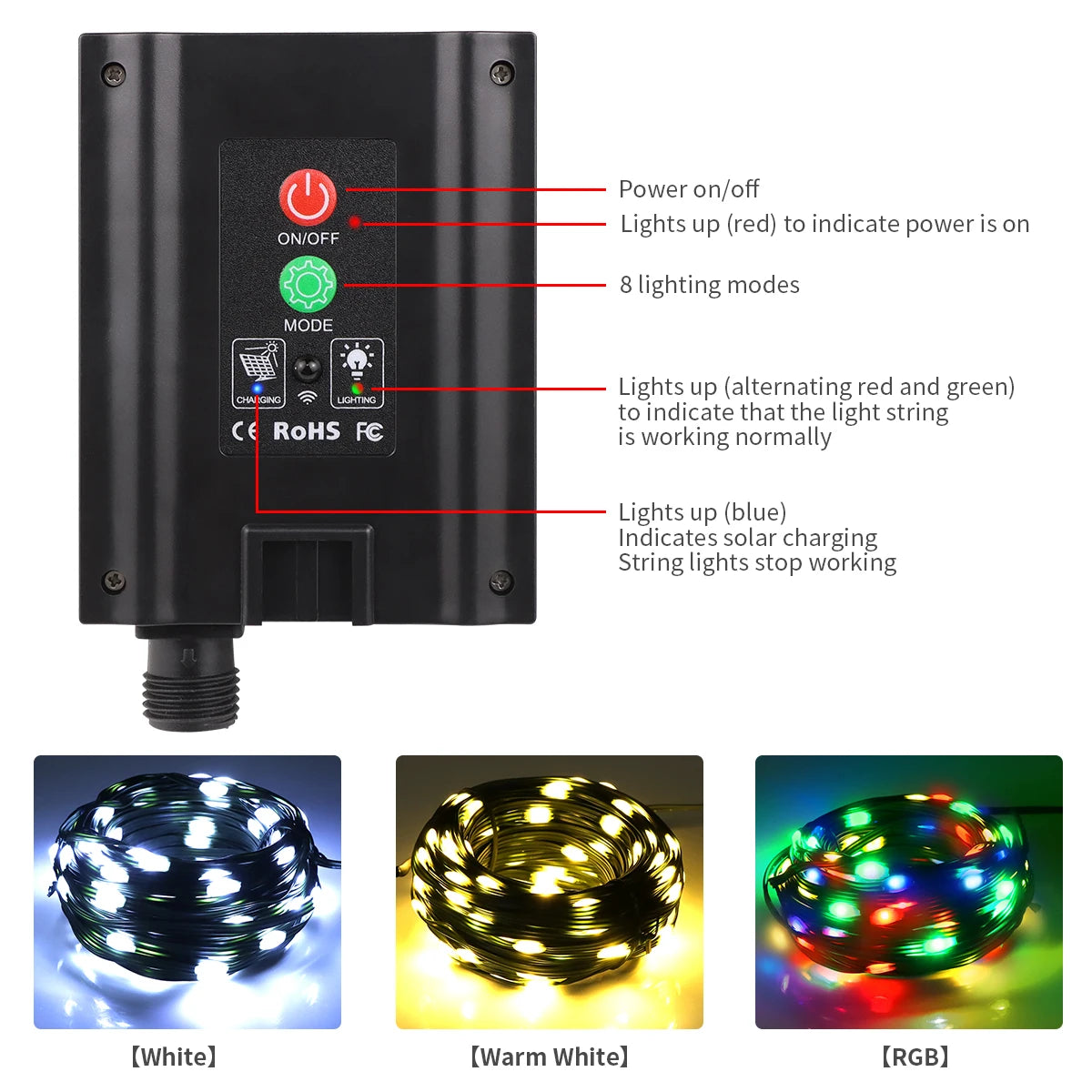 100M Solar Fairy Lights with Remote Control & 8 Modes - Euroselle