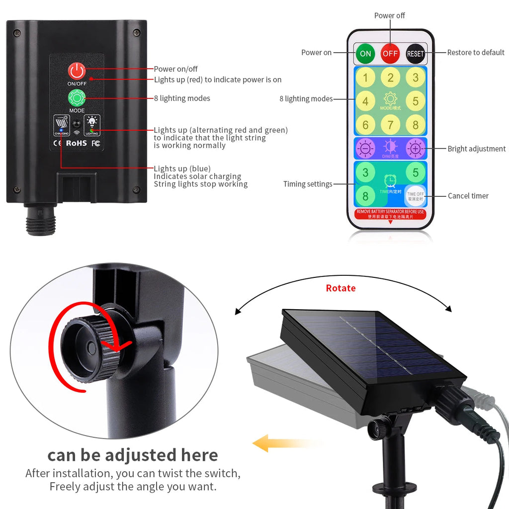100M Solar Fairy Lights with Remote Control & 8 Modes - Euroselle