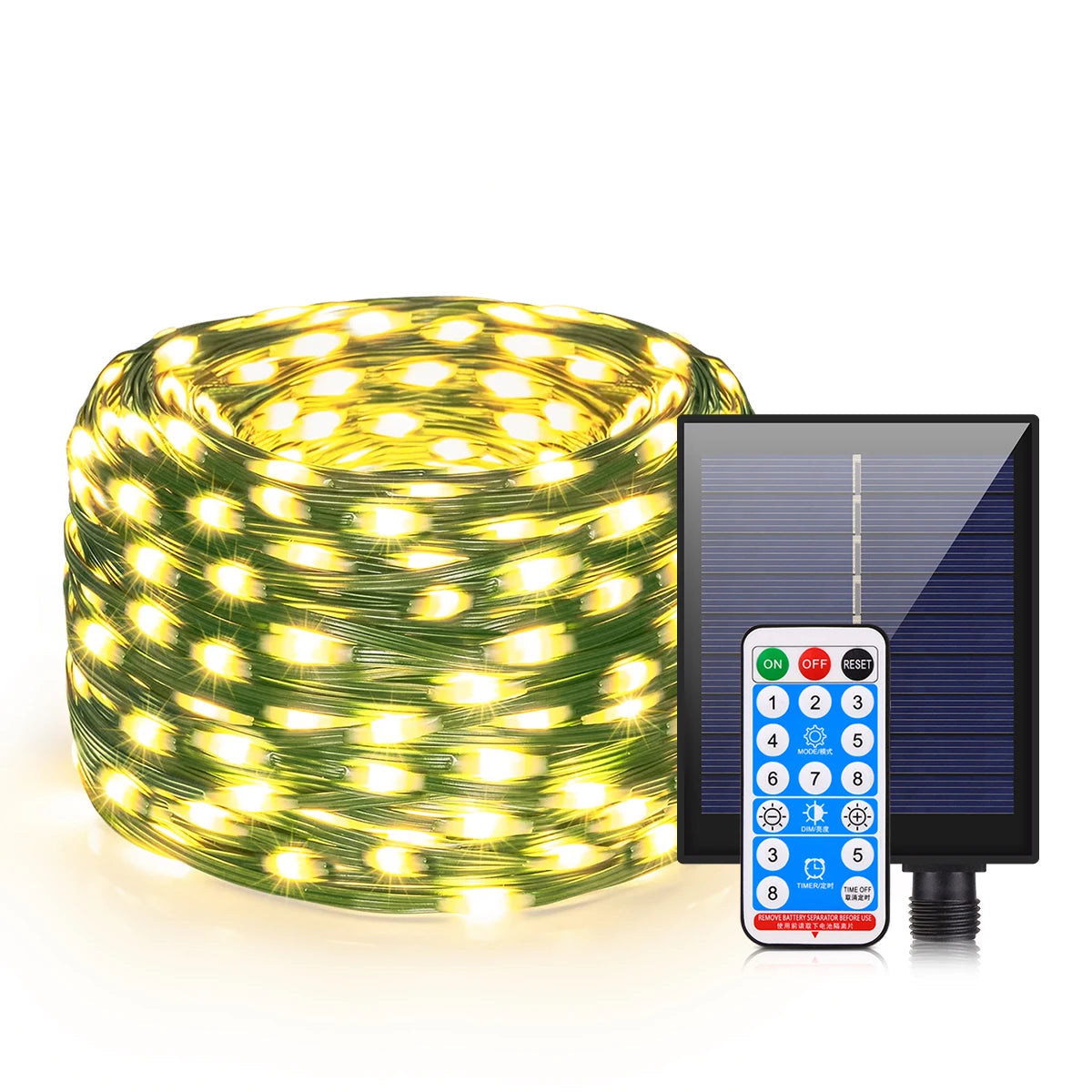 100M Solar Fairy Lights with Remote Control & 8 Modes - Euroselle