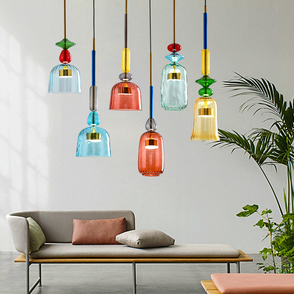 Kirrea LED Pendant Light Colorful Glass Cup Design Accent