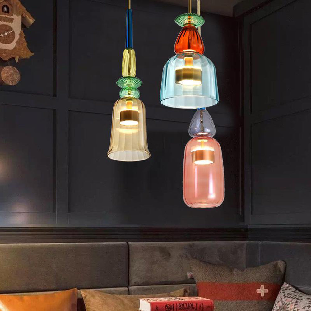Kirrea LED Pendant Light Colorful Glass Cup Design Accent