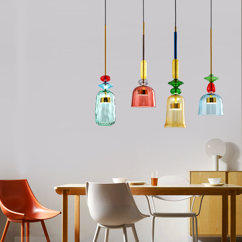 Kirrea LED Pendant Light Colorful Glass Cup Design Accent