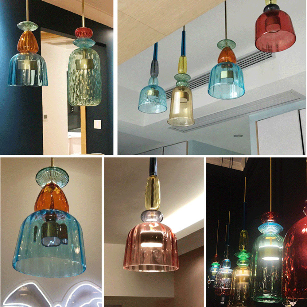 Kirrea LED Pendant Light Colorful Glass Cup Design Accent