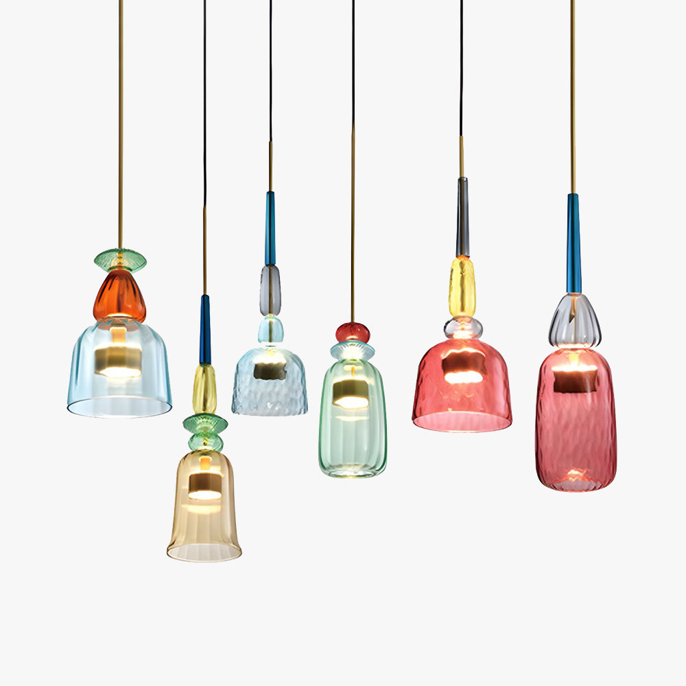 Kirrea LED Pendant Light Colorful Glass Cup Design Accent