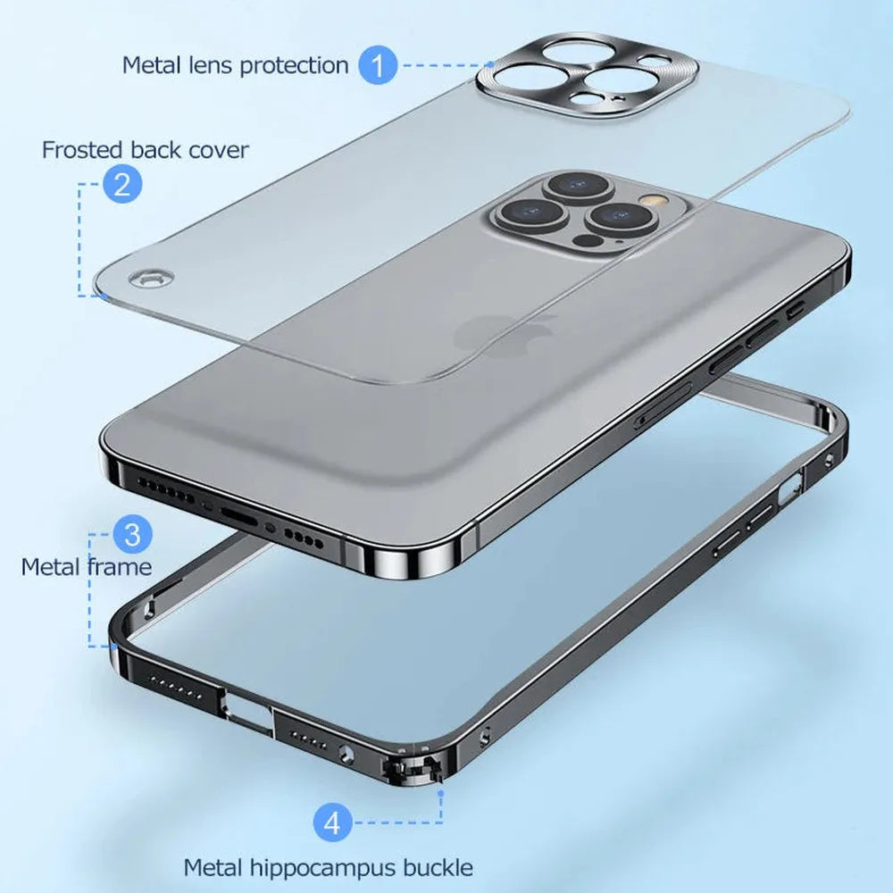 Pouzdro na iPhone 13 s frézovaným hliníkovým rámem — matná zadní strana, kroužek MagSafe