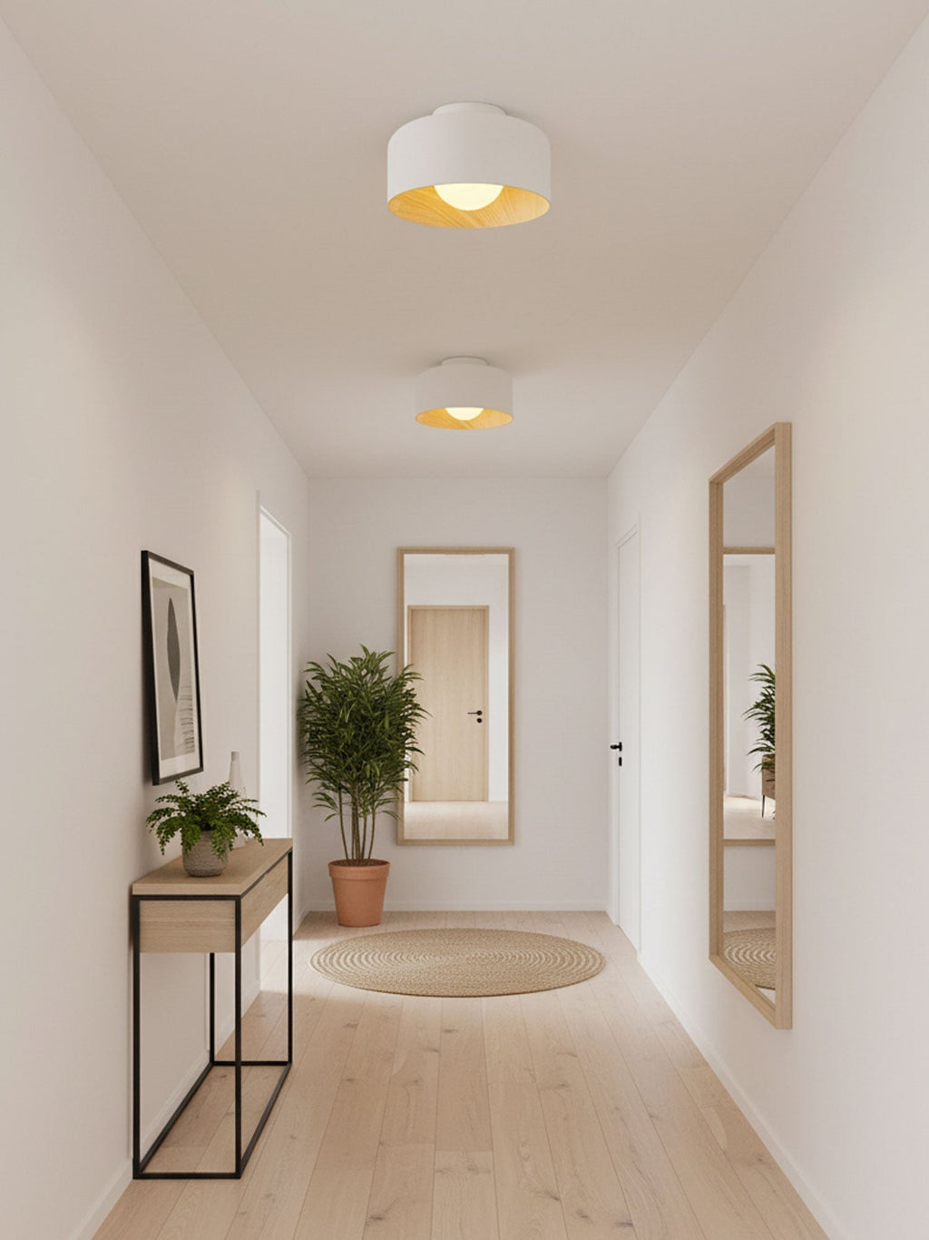 Nimbus Wood-Grain Globe Flush Mount Ceiling Light